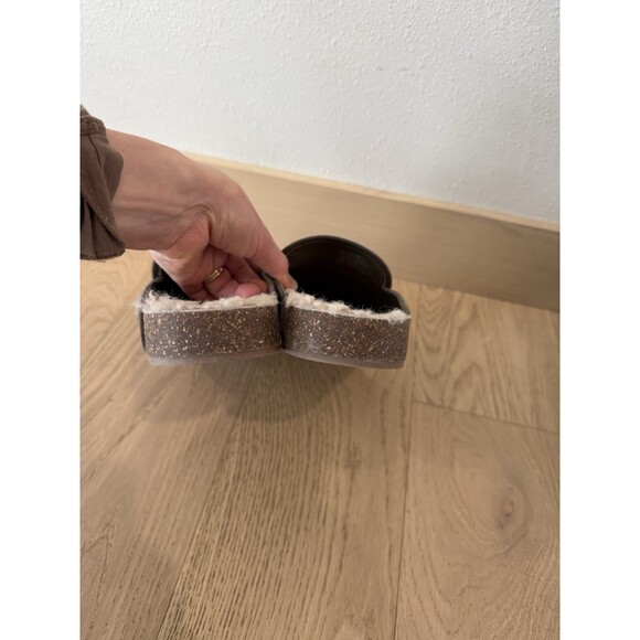 Tory Burch 10 Women’s Slip On Shoes Leather Suede Charm Mule Brown Shearling - Picture 5 of 6